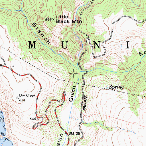 Topographic Map of East Branch Russian Gulch, CA