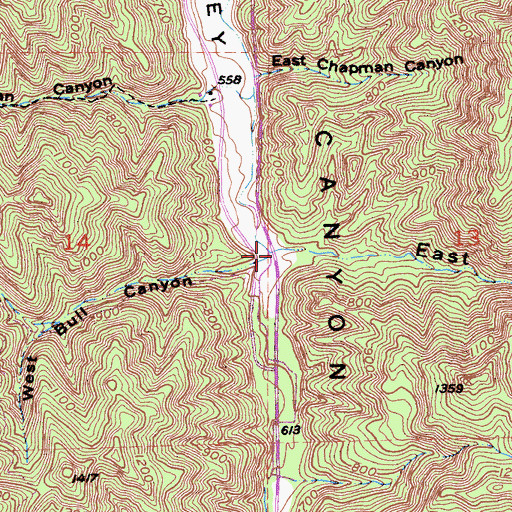 Topographic Map of East Bull Canyon, CA