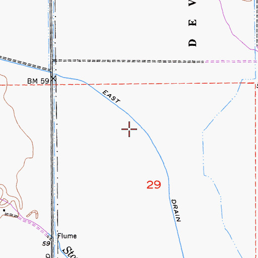 Topographic Map of East Drain, CA