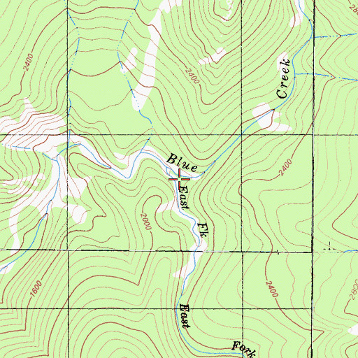Topographic Map of East Fork Blue Creek, CA