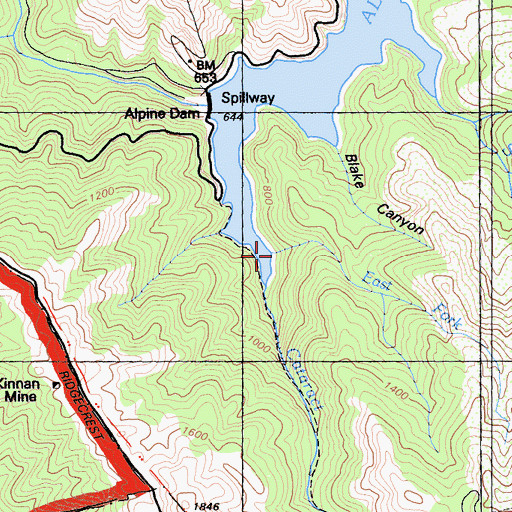 Topographic Map of East Fork Cataract Creek, CA