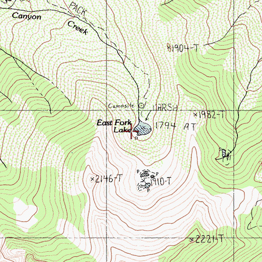 Topographic Map of East Fork Lakes, CA
