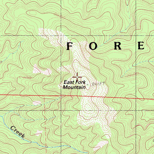 Topographic Map of East Fork Mountain, CA