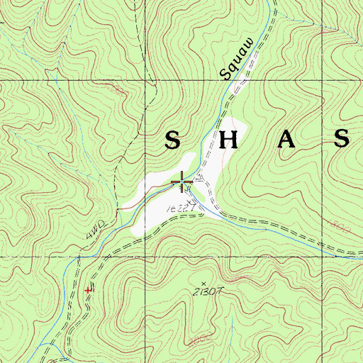 Topographic Map of East Fork Squaw Creek, CA