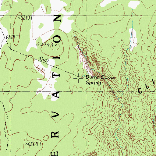 Topographic Map of Burnt Corral Spring, AZ