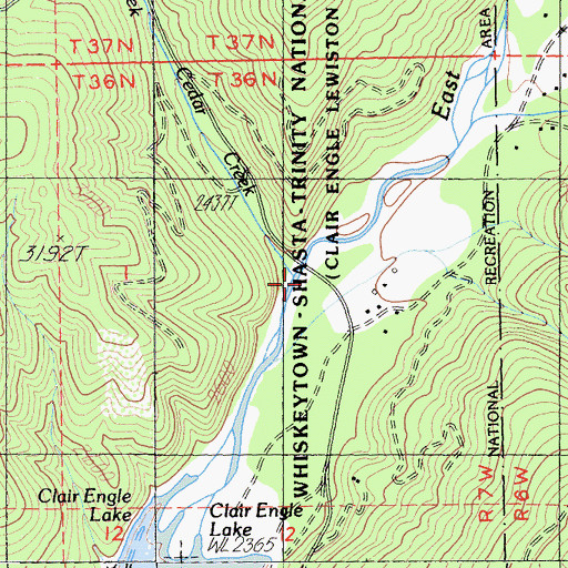 Topographic Map of East Fork Trinity River, CA