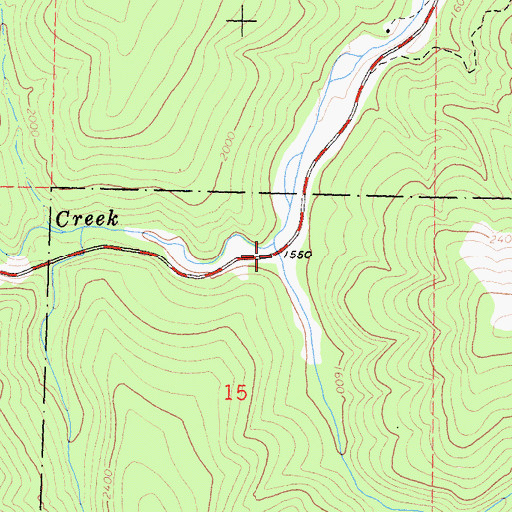 Topographic Map of East Fork Willow Creek, CA