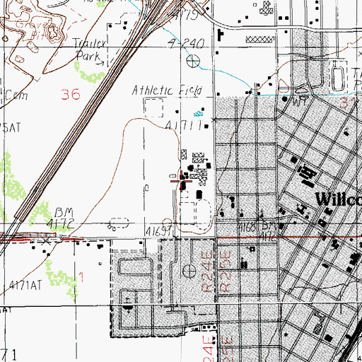 Topographic Map of Willcox High School, AZ