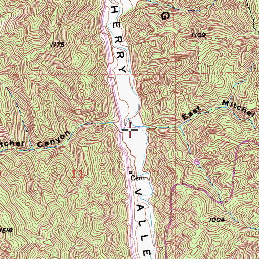 Topographic Map of East Mitchel Canyon, CA