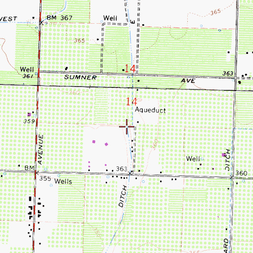 Topographic Map of East Reedley Ditch, CA