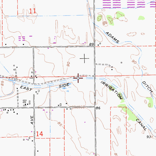 Topographic Map of East Side Irrigation Canal, CA