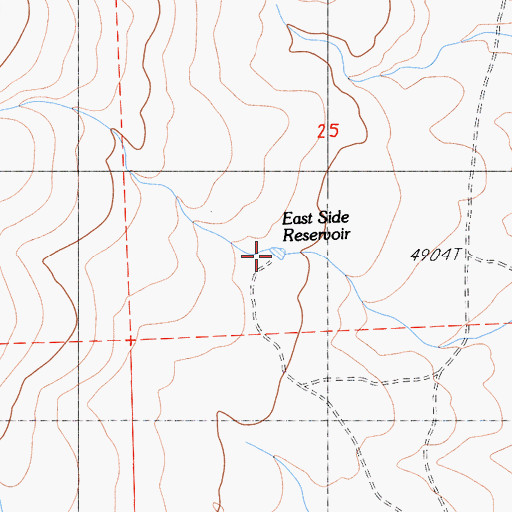 Topographic Map of East Side Reservoir, CA