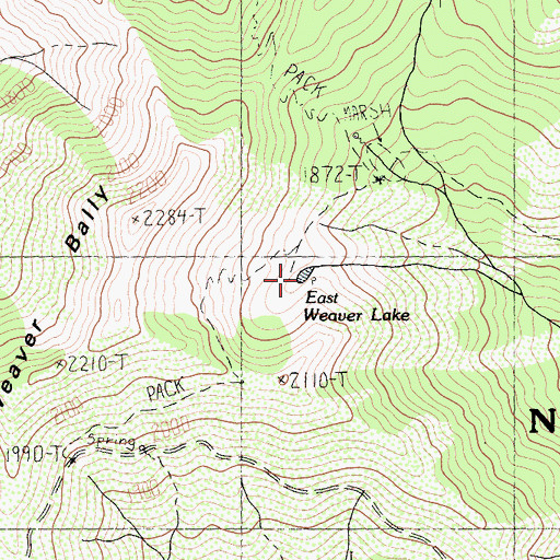 Topographic Map of East Weaver Lake, CA