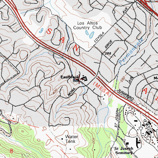 Topographic Map of Waldorf School of The Peninsula, CA