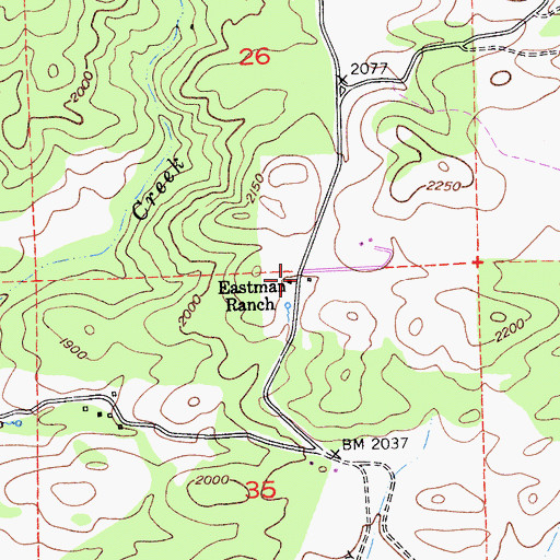 Topographic Map of Eastman Ranch, CA