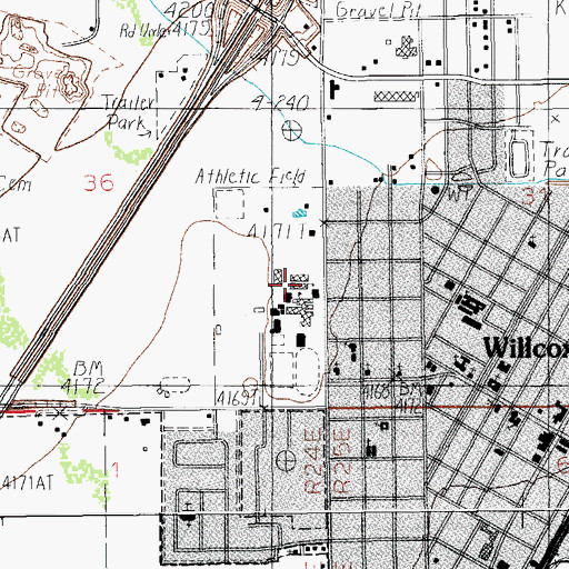 Topographic Map of Willcox Middle School, AZ