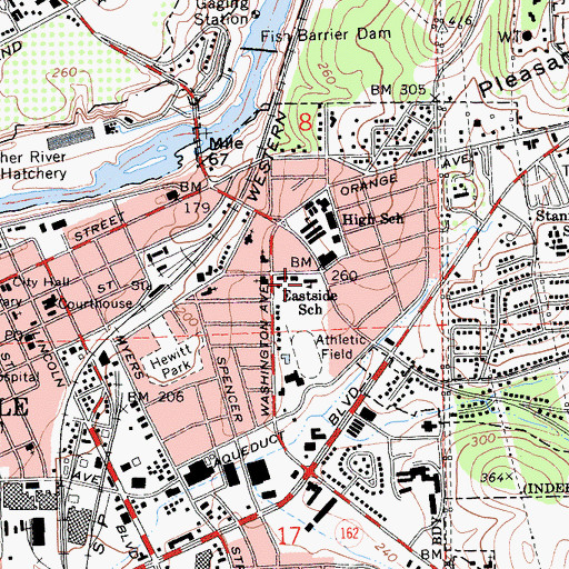 Topographic Map of Eastside Elementary School, CA
