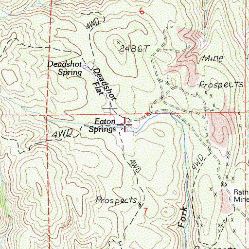 Topographic Map of Eaton Springs, CA