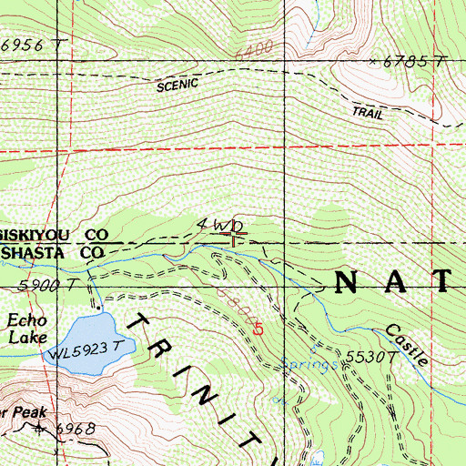 Topographic Map of Echo Lake Trail, CA
