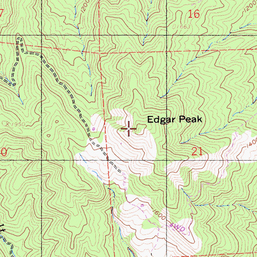Topographic Map of Edgar Peak, CA