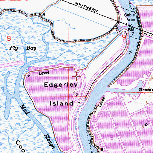 Topographic Map of Edgerley Island, CA