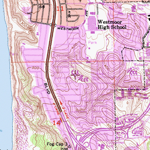 Topographic Map of Thomas Edison Elementary School, CA