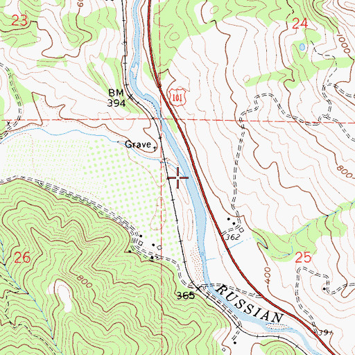 Topographic Map of Edwards Creek, CA