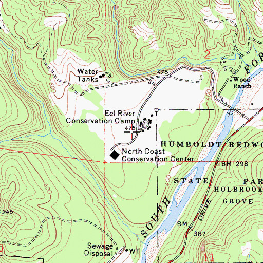 Topographic Map of Eel River Conservation Camp, CA