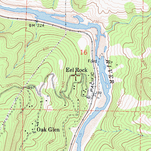 Topographic Map of Eel Rock, CA