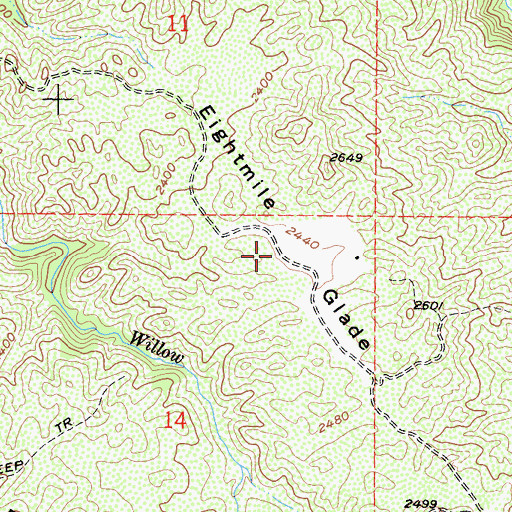 Topographic Map of Eightmile Glade, CA