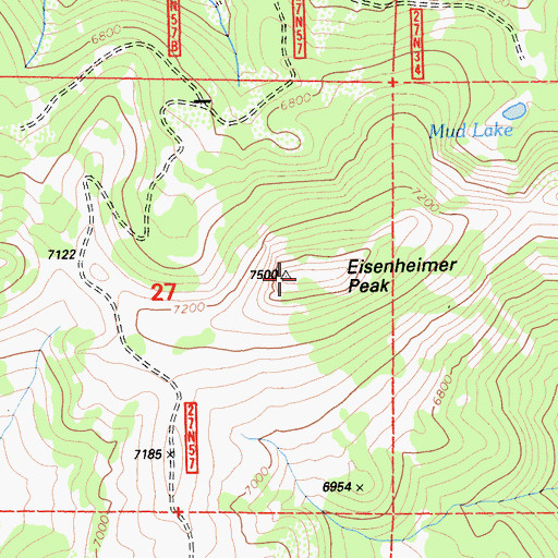 Topographic Map of Eisenheimer Peak, CA
