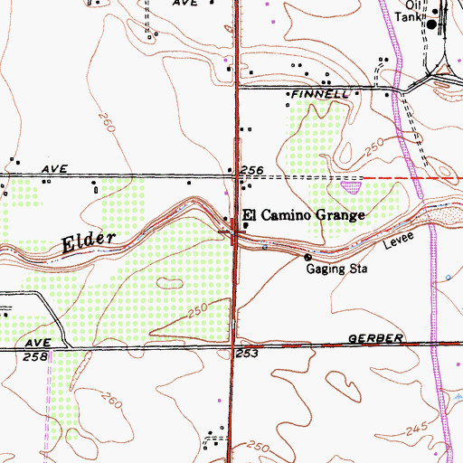 Topographic Map of El Camino Grange, CA
