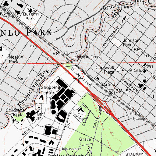 Topographic Map of El Camino Park, CA