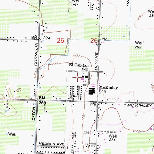 Topographic Map of El Capitan Middle School, CA