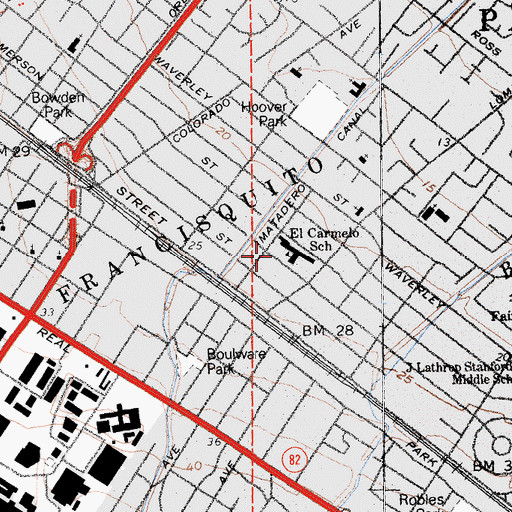 Topographic Map of El Carmelo Elementary School, CA