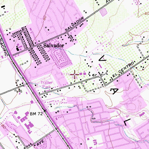 Topographic Map of El Centro Elementary School, CA