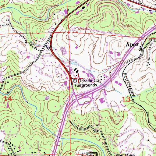Topographic Map of El Dorado County Fairgrounds, CA