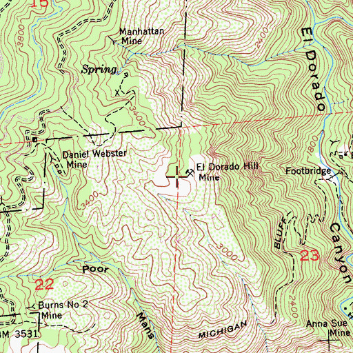 Topographic Map of El Dorado Hill Mine, CA
