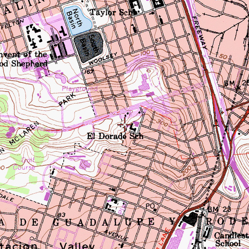 Topographic Map of El Dorado Elementary School, CA