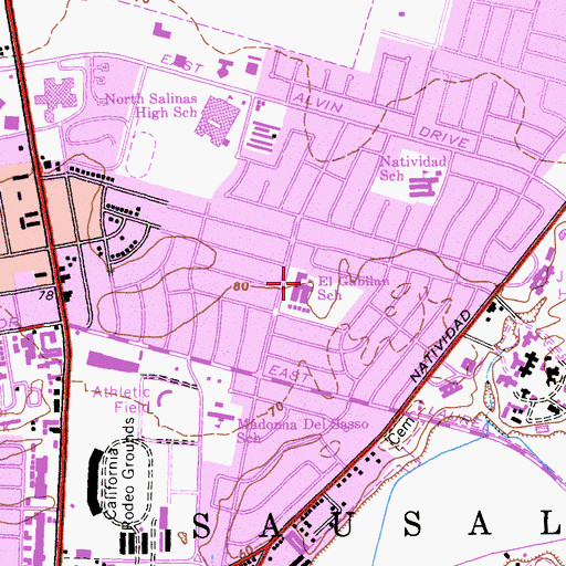 Topographic Map of El Gabilin Elementary School, CA