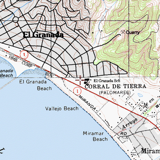 Topographic Map of El Granada Elementary School, CA