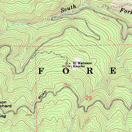 Topographic Map of El Manzano Rancho, CA