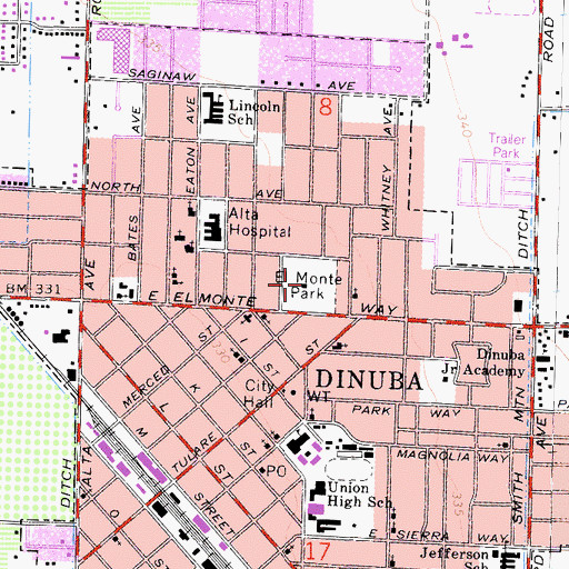 Topographic Map of El Monte Elementary School, CA