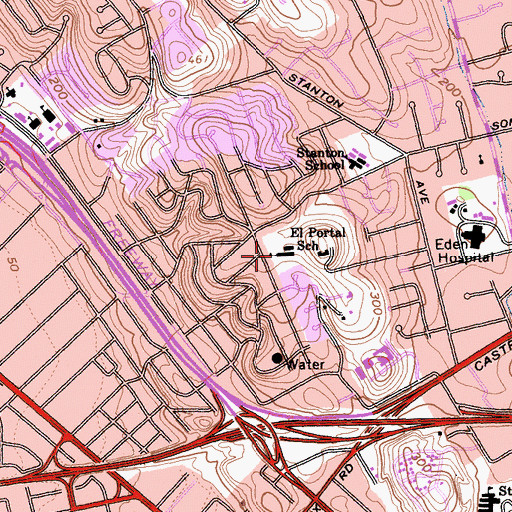 Topographic Map of Camelot School, CA