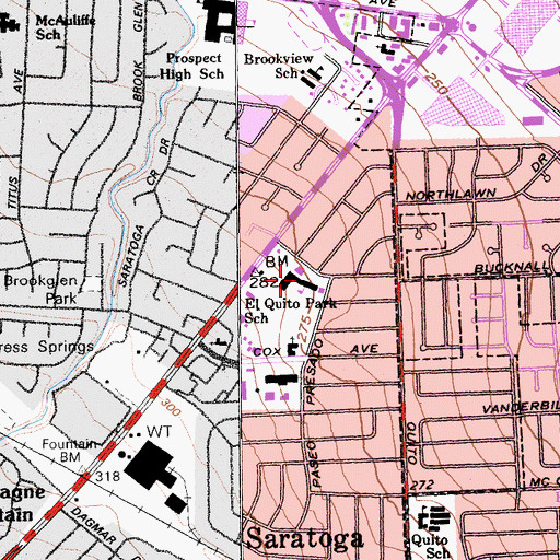 Topographic Map of El Quito Park School, CA
