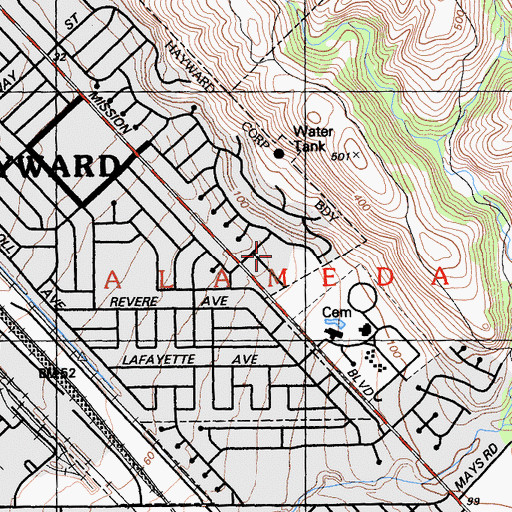 Topographic Map of Conley - Caraballo High School, CA