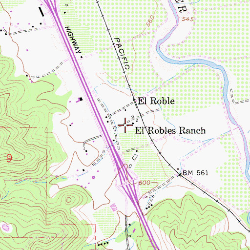 Topographic Map of El Robles Ranch, CA