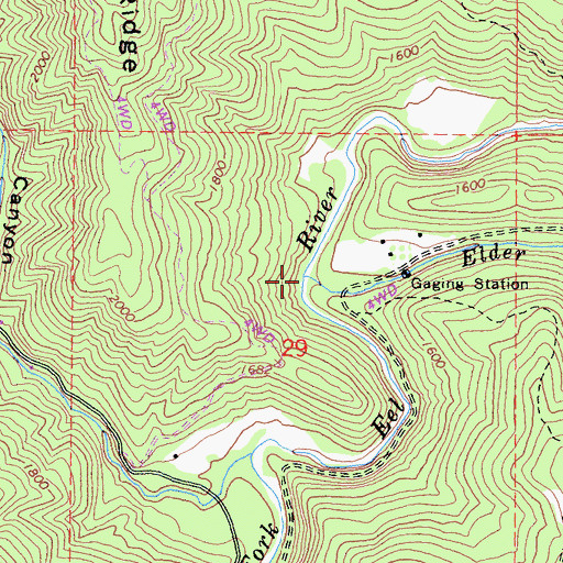 Topographic Map of Elder Creek, CA