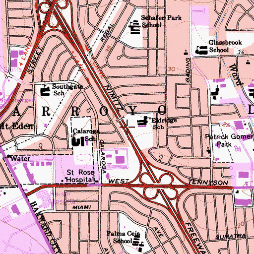 Topographic Map of Eldrige Elementary School, CA