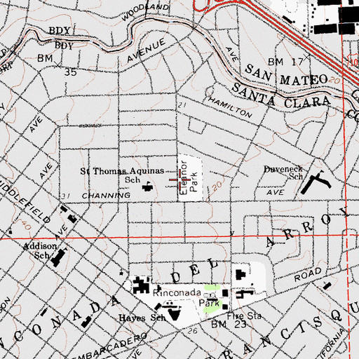 Topographic Map of Eleanor Park, CA